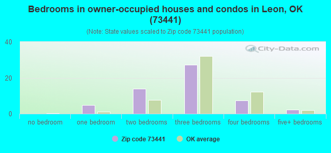 Bedrooms in owner-occupied houses and condos in Leon, OK (73441) 