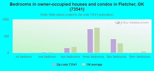 Bedrooms in owner-occupied houses and condos in Fletcher, OK (73541) 