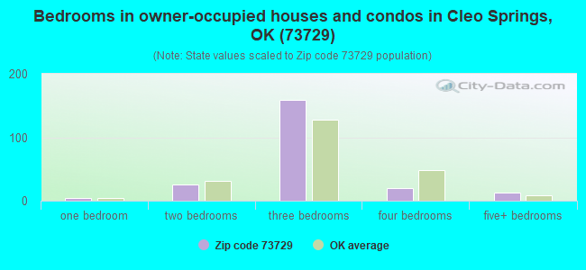 Bedrooms in owner-occupied houses and condos in Cleo Springs, OK (73729) 