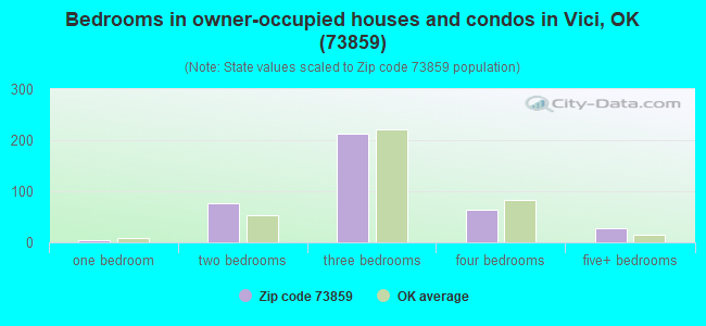Bedrooms in owner-occupied houses and condos in Vici, OK (73859) 
