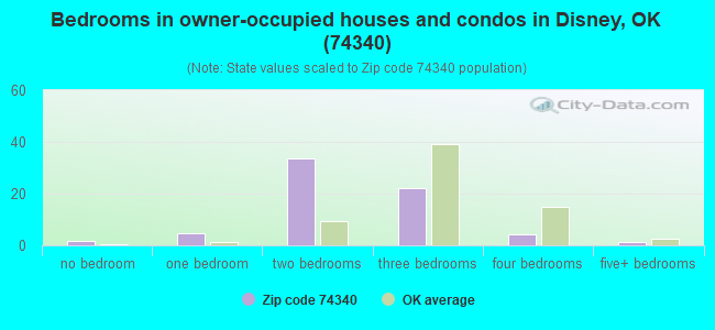 Bedrooms in owner-occupied houses and condos in Disney, OK (74340) 