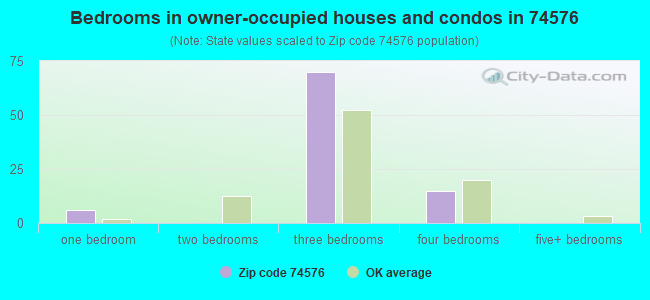 Bedrooms in owner-occupied houses and condos in 74576 