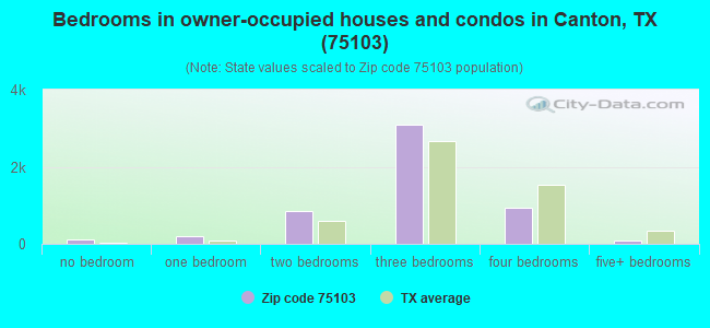 Bedrooms in owner-occupied houses and condos in Canton, TX (75103) 