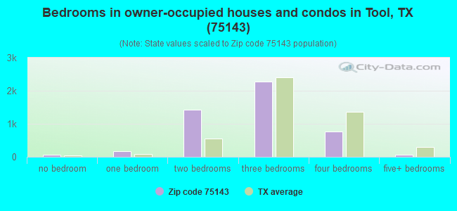 Bedrooms in owner-occupied houses and condos in Tool, TX (75143) 