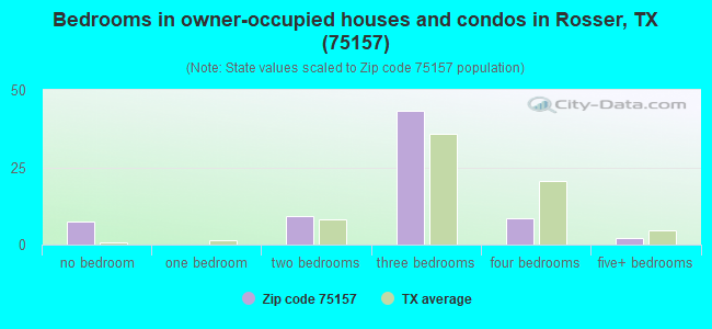 Bedrooms in owner-occupied houses and condos in Rosser, TX (75157) 