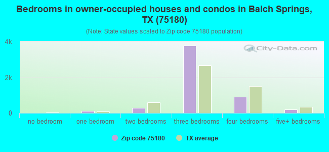 Bedrooms in owner-occupied houses and condos in Balch Springs, TX (75180) 