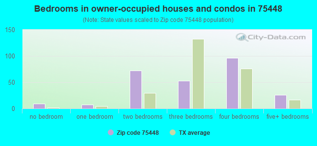 Bedrooms in owner-occupied houses and condos in 75448 