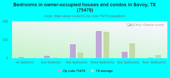 Bedrooms in owner-occupied houses and condos in Savoy, TX (75479) 