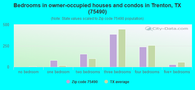 Bedrooms in owner-occupied houses and condos in Trenton, TX (75490) 