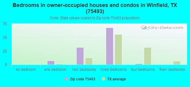 Bedrooms in owner-occupied houses and condos in Winfield, TX (75493) 
