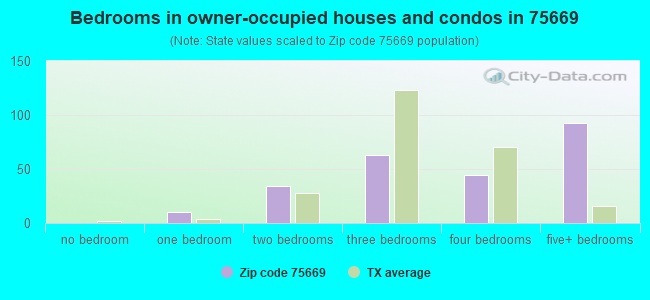 Bedrooms in owner-occupied houses and condos in 75669 
