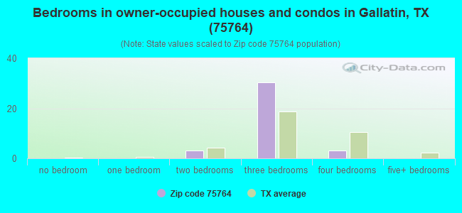 Bedrooms in owner-occupied houses and condos in Gallatin, TX (75764) 