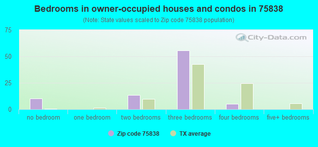 Bedrooms in owner-occupied houses and condos in 75838 