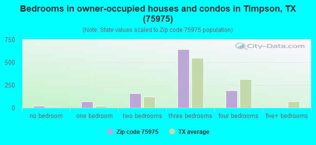Bedrooms in owner-occupied houses and condos in Timpson, TX (75975) 