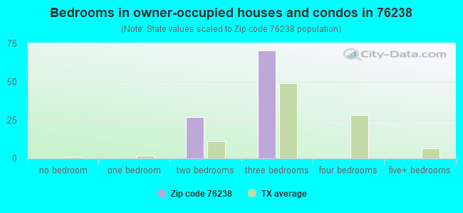 Bedrooms in owner-occupied houses and condos in 76238 