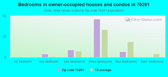 Bedrooms in owner-occupied houses and condos in 76261 