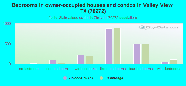 Bedrooms in owner-occupied houses and condos in Valley View, TX (76272) 