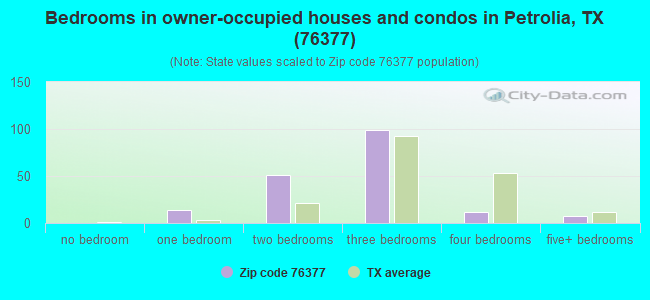 Bedrooms in owner-occupied houses and condos in Petrolia, TX (76377) 