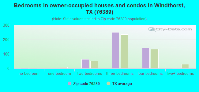 Bedrooms in owner-occupied houses and condos in Windthorst, TX (76389) 