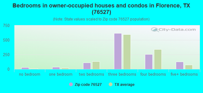 Bedrooms in owner-occupied houses and condos in Florence, TX (76527) 