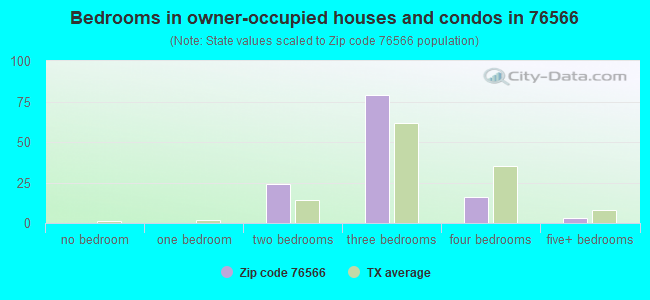 Bedrooms in owner-occupied houses and condos in 76566 