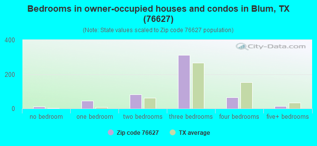 Bedrooms in owner-occupied houses and condos in Blum, TX (76627) 