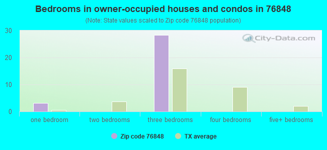 Bedrooms in owner-occupied houses and condos in 76848 
