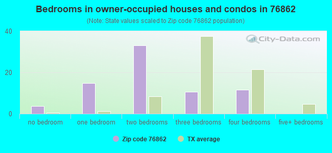 Bedrooms in owner-occupied houses and condos in 76862 