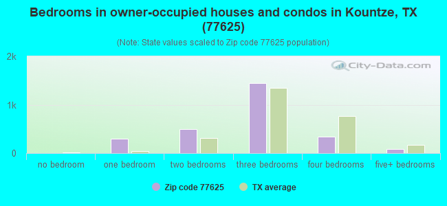 Bedrooms in owner-occupied houses and condos in Kountze, TX (77625) 