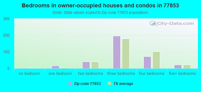 Bedrooms in owner-occupied houses and condos in 77853 
