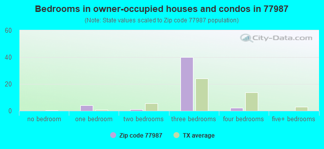 Bedrooms in owner-occupied houses and condos in 77987 