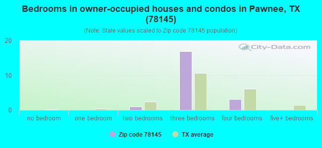 Bedrooms in owner-occupied houses and condos in Pawnee, TX (78145) 