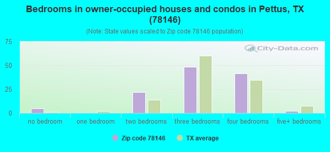 Bedrooms in owner-occupied houses and condos in Pettus, TX (78146) 