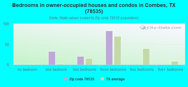 Bedrooms in owner-occupied houses and condos in Combes, TX (78535) 