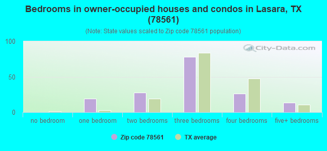 Bedrooms in owner-occupied houses and condos in Lasara, TX (78561) 
