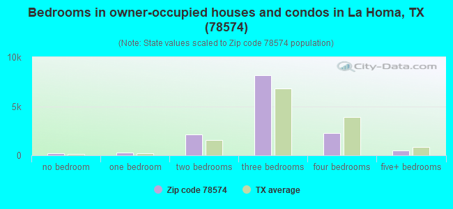 Bedrooms in owner-occupied houses and condos in La Homa, TX (78574) 