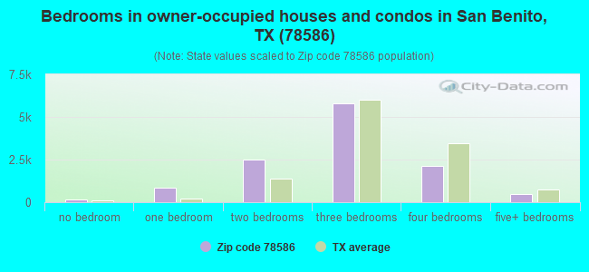 Bedrooms in owner-occupied houses and condos in San Benito, TX (78586) 