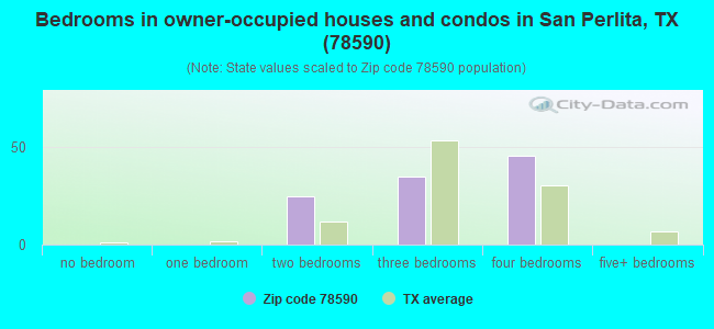 Bedrooms in owner-occupied houses and condos in San Perlita, TX (78590) 