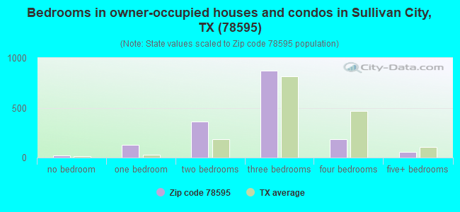 Bedrooms in owner-occupied houses and condos in Sullivan City, TX (78595) 