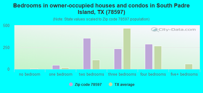 Bedrooms in owner-occupied houses and condos in South Padre Island, TX (78597) 