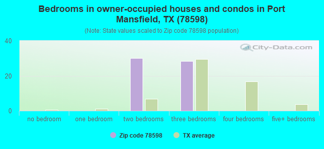 Bedrooms in owner-occupied houses and condos in Port Mansfield, TX (78598) 