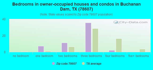Bedrooms in owner-occupied houses and condos in Buchanan Dam, TX (78607) 
