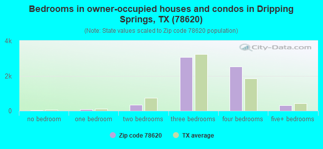 Bedrooms in owner-occupied houses and condos in Dripping Springs, TX (78620) 