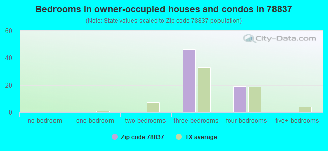 Bedrooms in owner-occupied houses and condos in 78837 