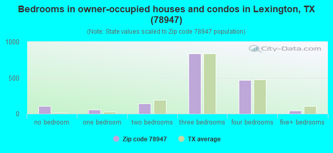 Bedrooms in owner-occupied houses and condos in Lexington, TX (78947) 