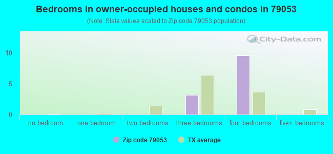 Bedrooms in owner-occupied houses and condos in 79053 