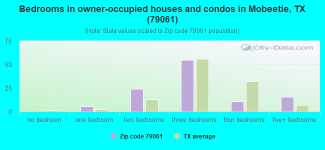 Bedrooms in owner-occupied houses and condos in Mobeetie, TX (79061) 