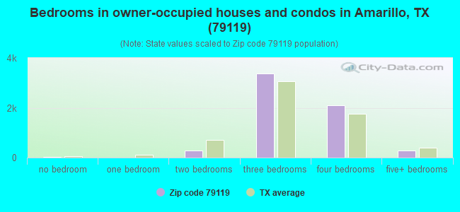 Bedrooms in owner-occupied houses and condos in Amarillo, TX (79119) 