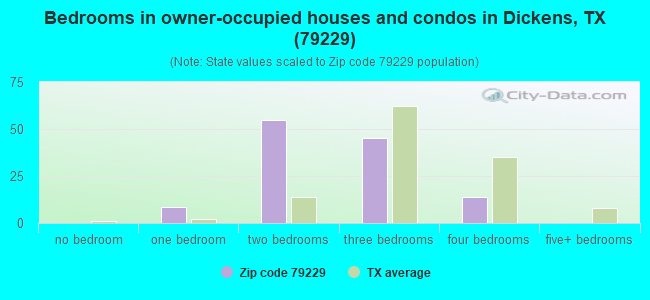 Bedrooms in owner-occupied houses and condos in Dickens, TX (79229) 