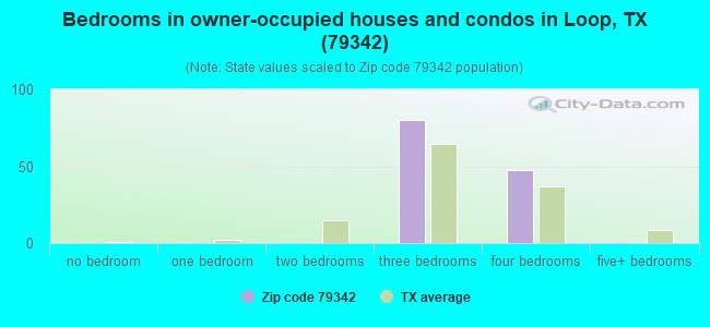 Bedrooms in owner-occupied houses and condos in Loop, TX (79342) 
